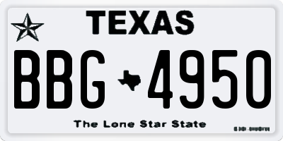 TX license plate BBG4950