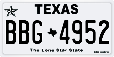 TX license plate BBG4952