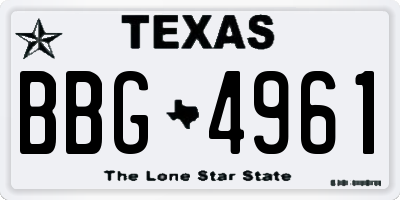 TX license plate BBG4961