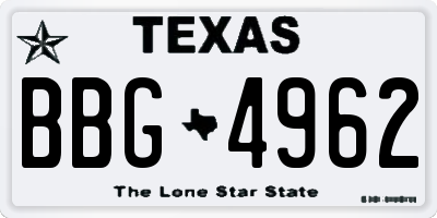 TX license plate BBG4962