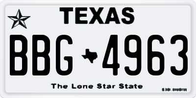 TX license plate BBG4963