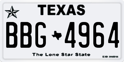 TX license plate BBG4964