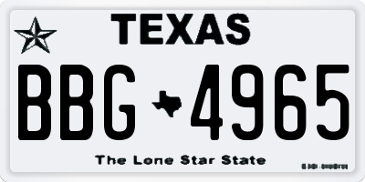 TX license plate BBG4965