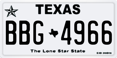 TX license plate BBG4966