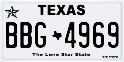 TX license plate BBG4969