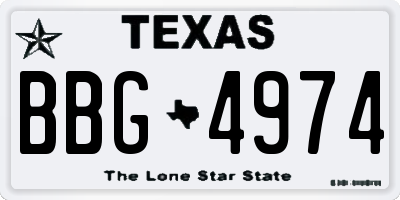 TX license plate BBG4974