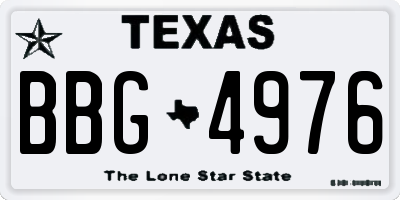 TX license plate BBG4976