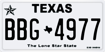 TX license plate BBG4977