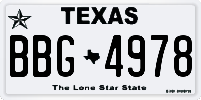 TX license plate BBG4978