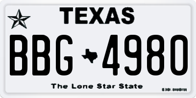 TX license plate BBG4980