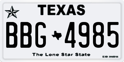 TX license plate BBG4985