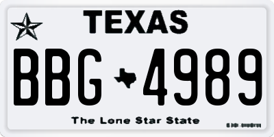 TX license plate BBG4989
