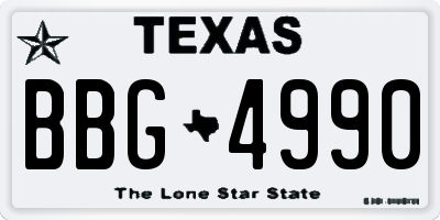 TX license plate BBG4990