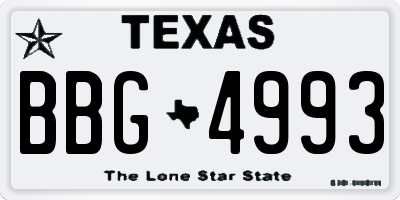 TX license plate BBG4993