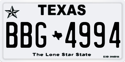 TX license plate BBG4994
