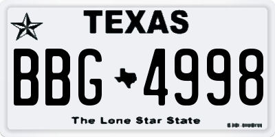 TX license plate BBG4998