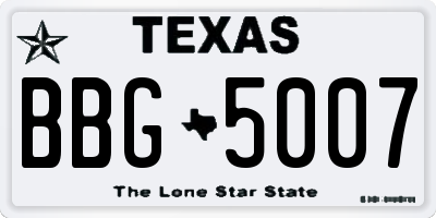 TX license plate BBG5007