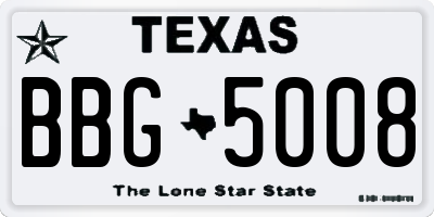 TX license plate BBG5008