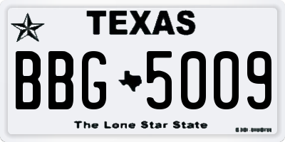 TX license plate BBG5009