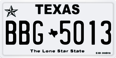 TX license plate BBG5013