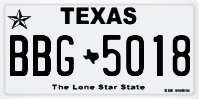 TX license plate BBG5018