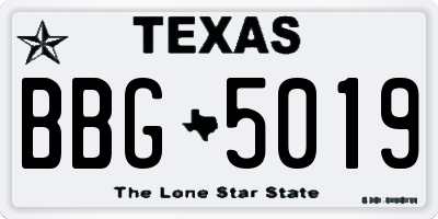TX license plate BBG5019