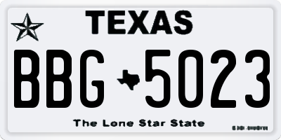 TX license plate BBG5023