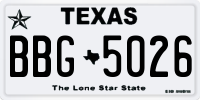 TX license plate BBG5026