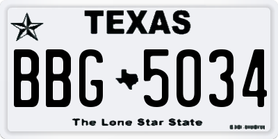 TX license plate BBG5034