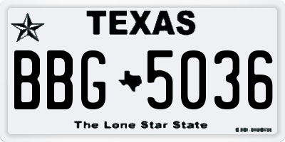 TX license plate BBG5036