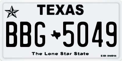 TX license plate BBG5049
