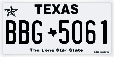 TX license plate BBG5061