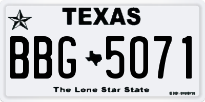 TX license plate BBG5071