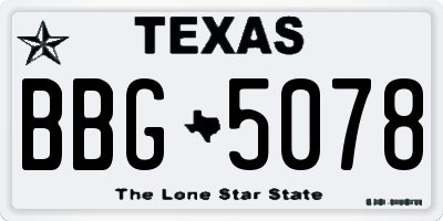 TX license plate BBG5078