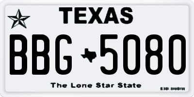 TX license plate BBG5080