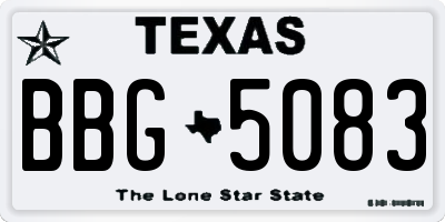 TX license plate BBG5083
