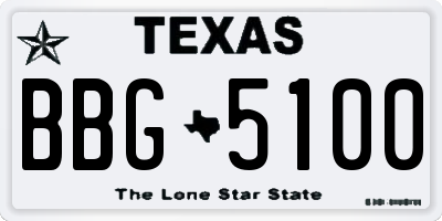 TX license plate BBG5100