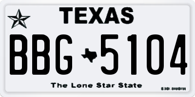 TX license plate BBG5104