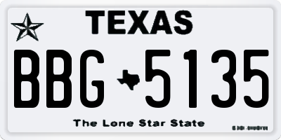 TX license plate BBG5135