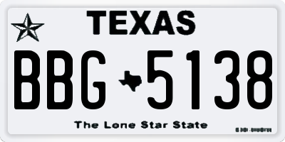 TX license plate BBG5138