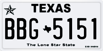TX license plate BBG5151