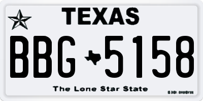 TX license plate BBG5158