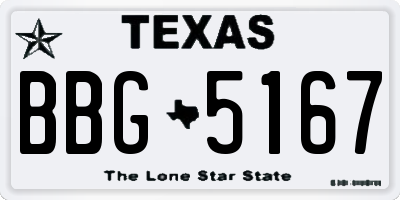 TX license plate BBG5167