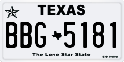 TX license plate BBG5181