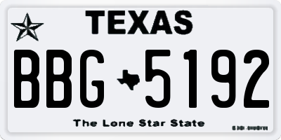TX license plate BBG5192
