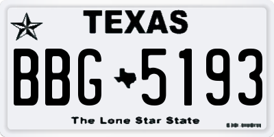 TX license plate BBG5193