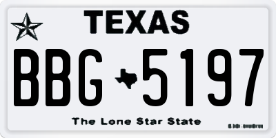 TX license plate BBG5197