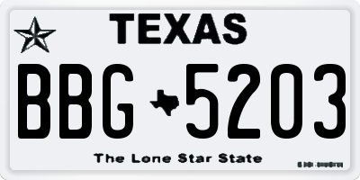 TX license plate BBG5203