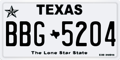 TX license plate BBG5204