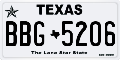 TX license plate BBG5206